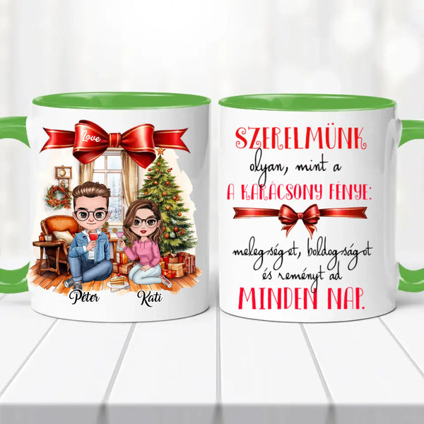 Páros karácsonyi bögre – egyedi névvel