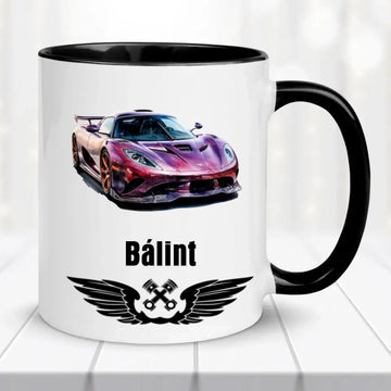 Névre szóló autós bögre – egyedi dizájn