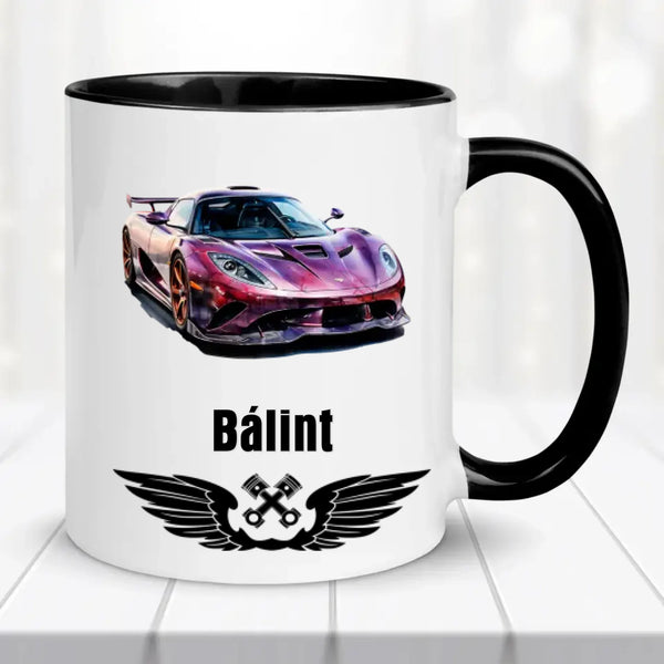 Névre szóló autós bögre – egyedi dizájn