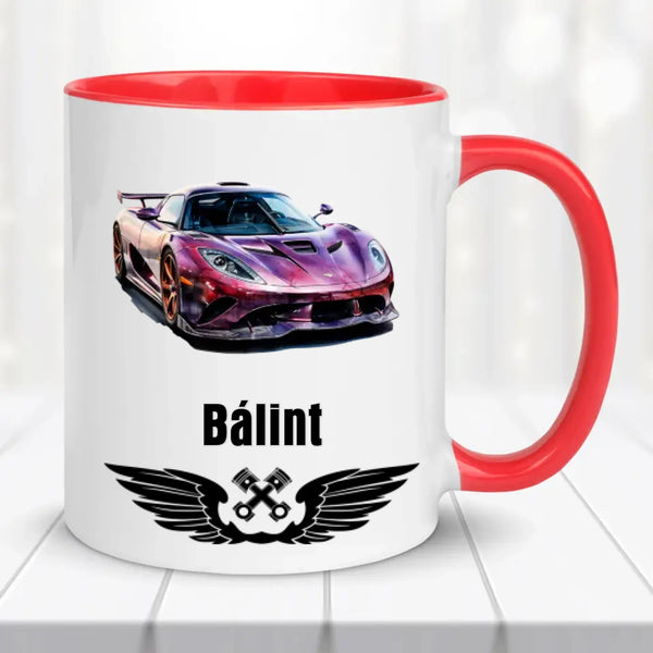 Névre szóló autós bögre – egyedi dizájn
