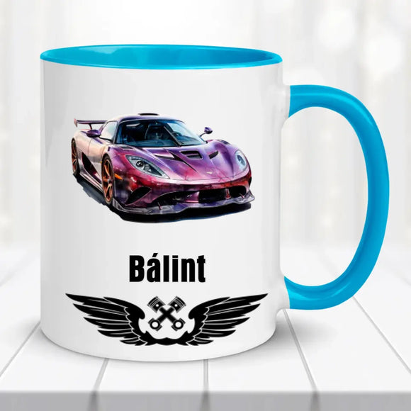 Névre szóló autós bögre – egyedi dizájn