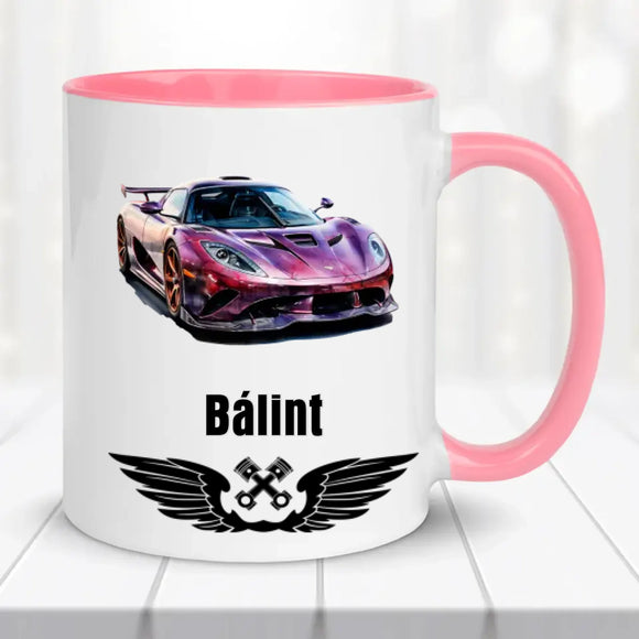 Névre szóló autós bögre – egyedi dizájn