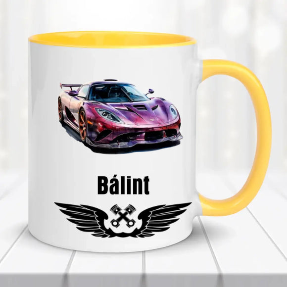 Névre szóló autós bögre – egyedi dizájn