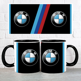 Sportos BMW stílusú fekete kerámia bögre egyedi névre szóló felirattal.