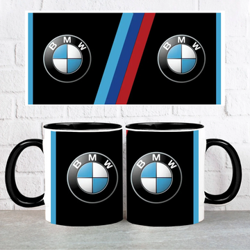 Sportos BMW stílusú fekete kerámia bögre egyedi névre szóló felirattal.